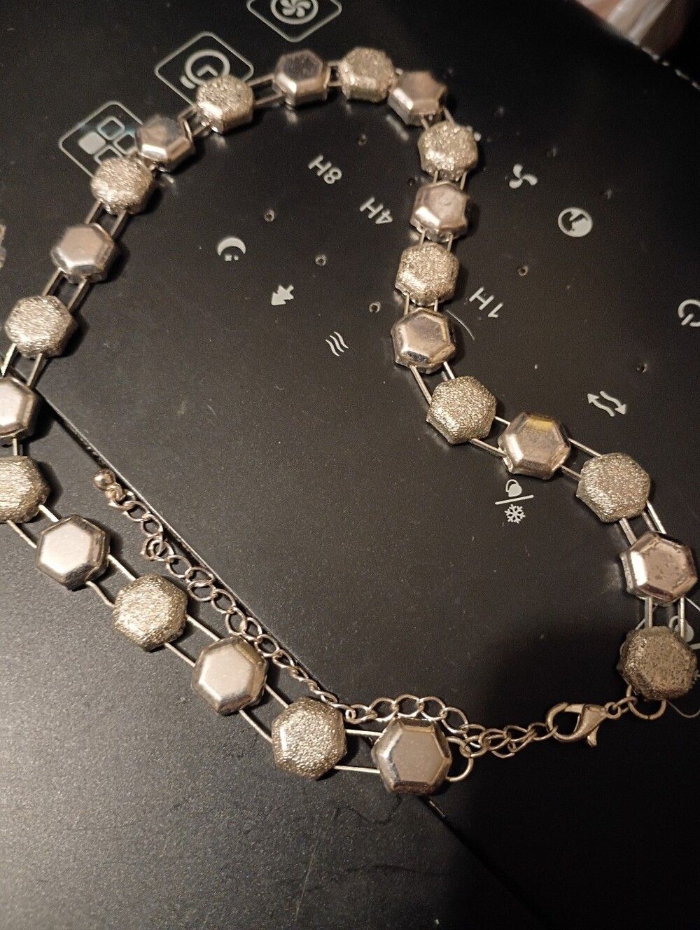 Silver-Tone Hexagon Link Necklace - Elegant Women Jewelry
